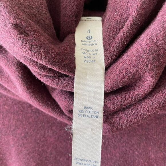 Lululemon Stress Less Hoodie Heathered Bordeaux Drama Burgundy Size 4 - Picture 7 of 8